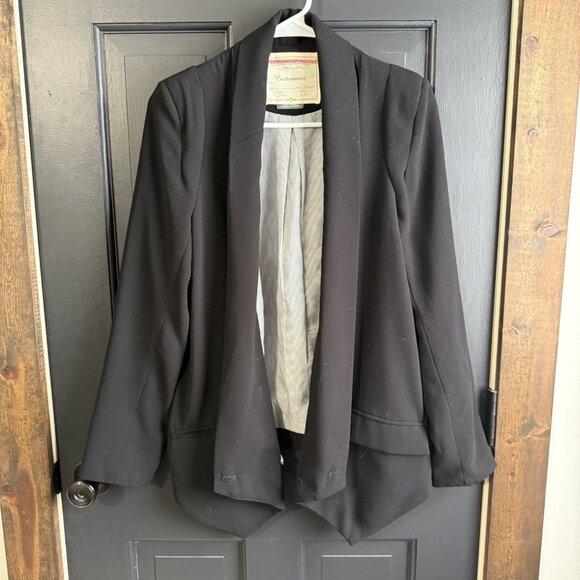 Anthropologie Cartonnier Black Blazer Jacket Draped Open- Front Size Small - Picture 3 of 14